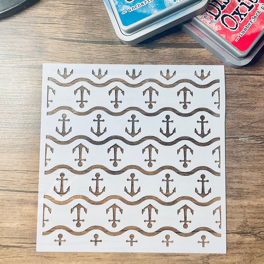 Anchor and Rope Pattern Stencil