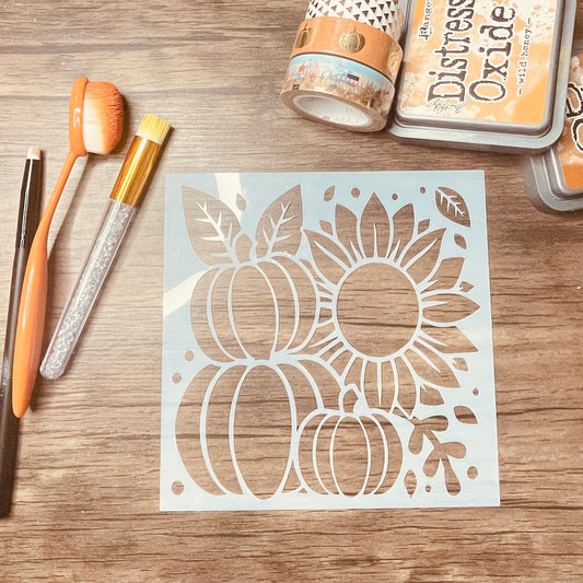 Pumpkins and Sunflower Stencil