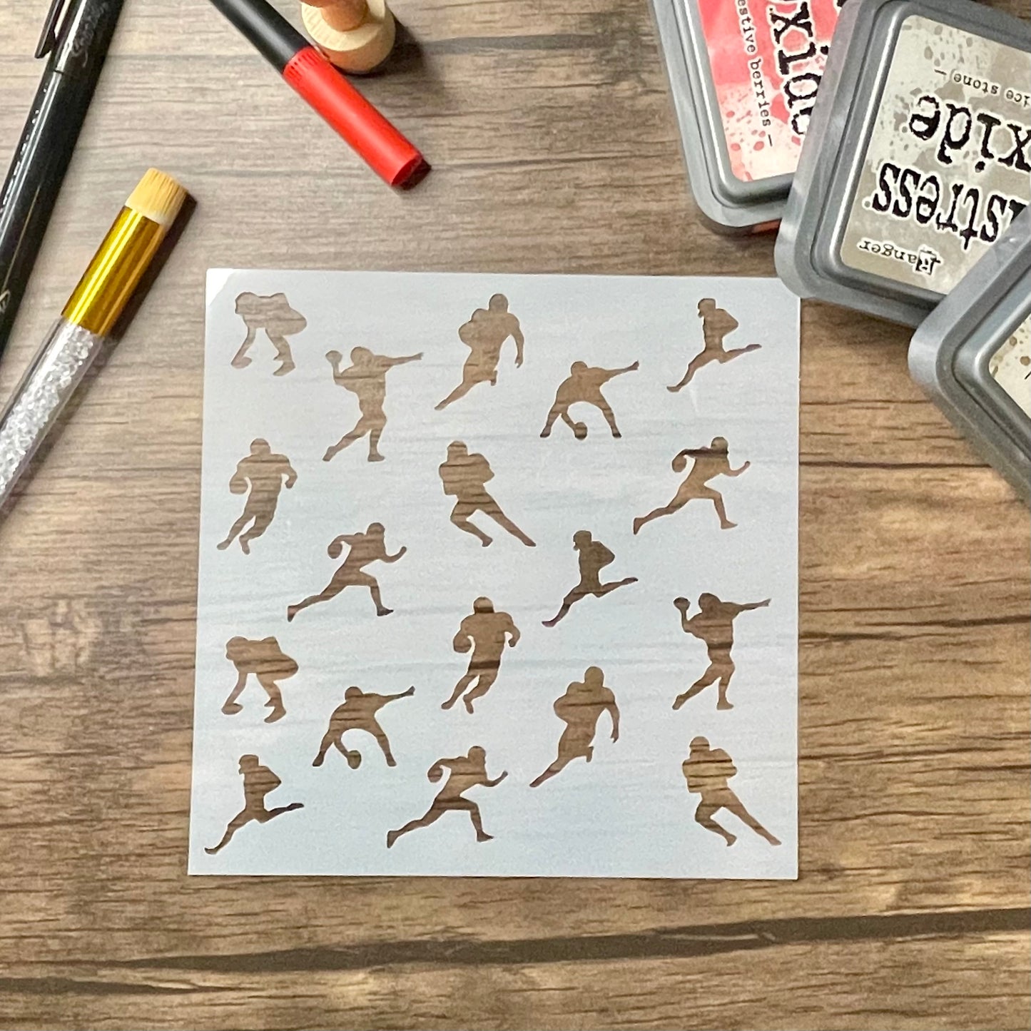 Football Player Pattern Stencil