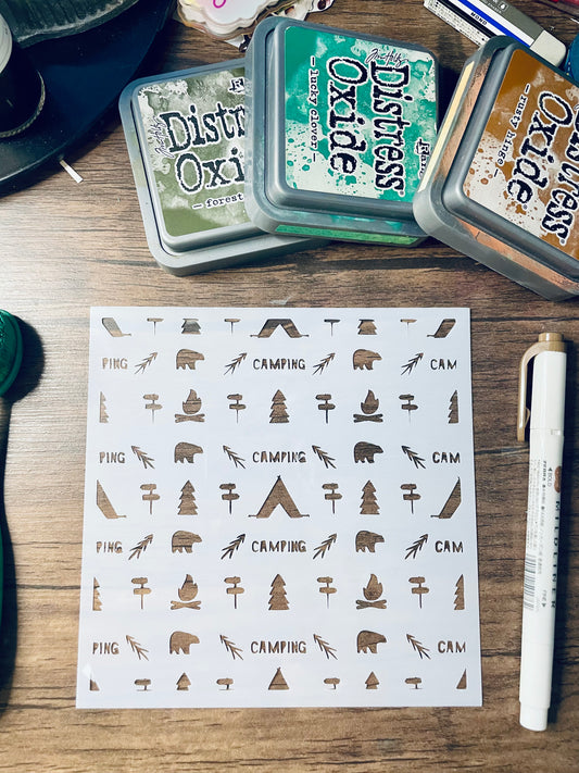 Gone Camping Pattern Stencil