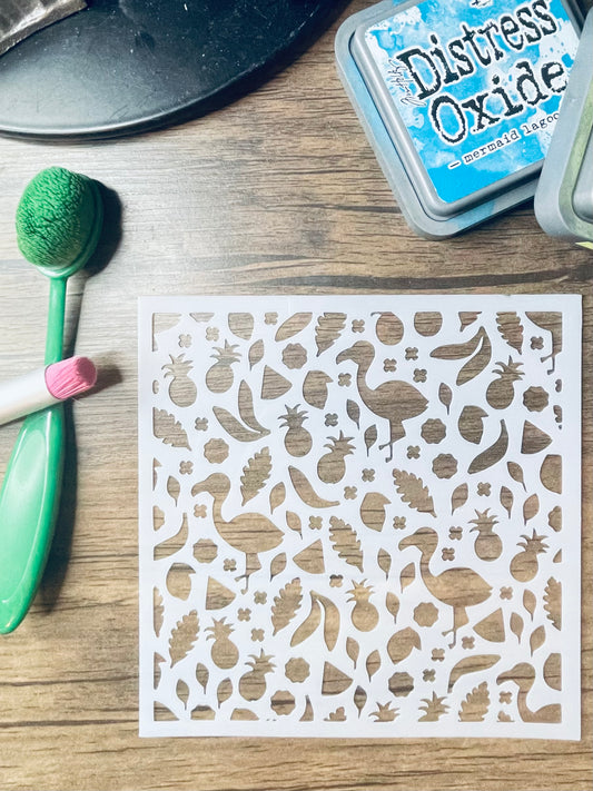 Pineapples & Flamingos Pattern Stencil