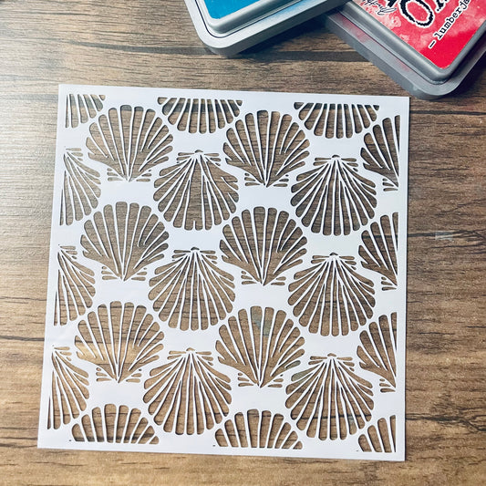 Shells Line Pattern Stencil