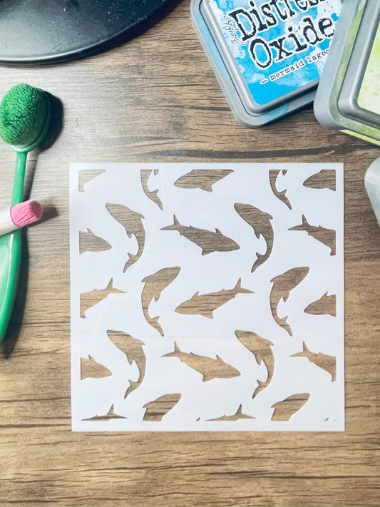 Shark Swarm Pattern Stencil