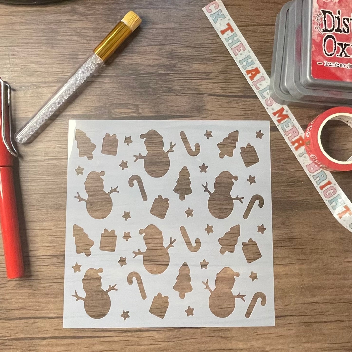 Christmas Snowman Pattern Stencil