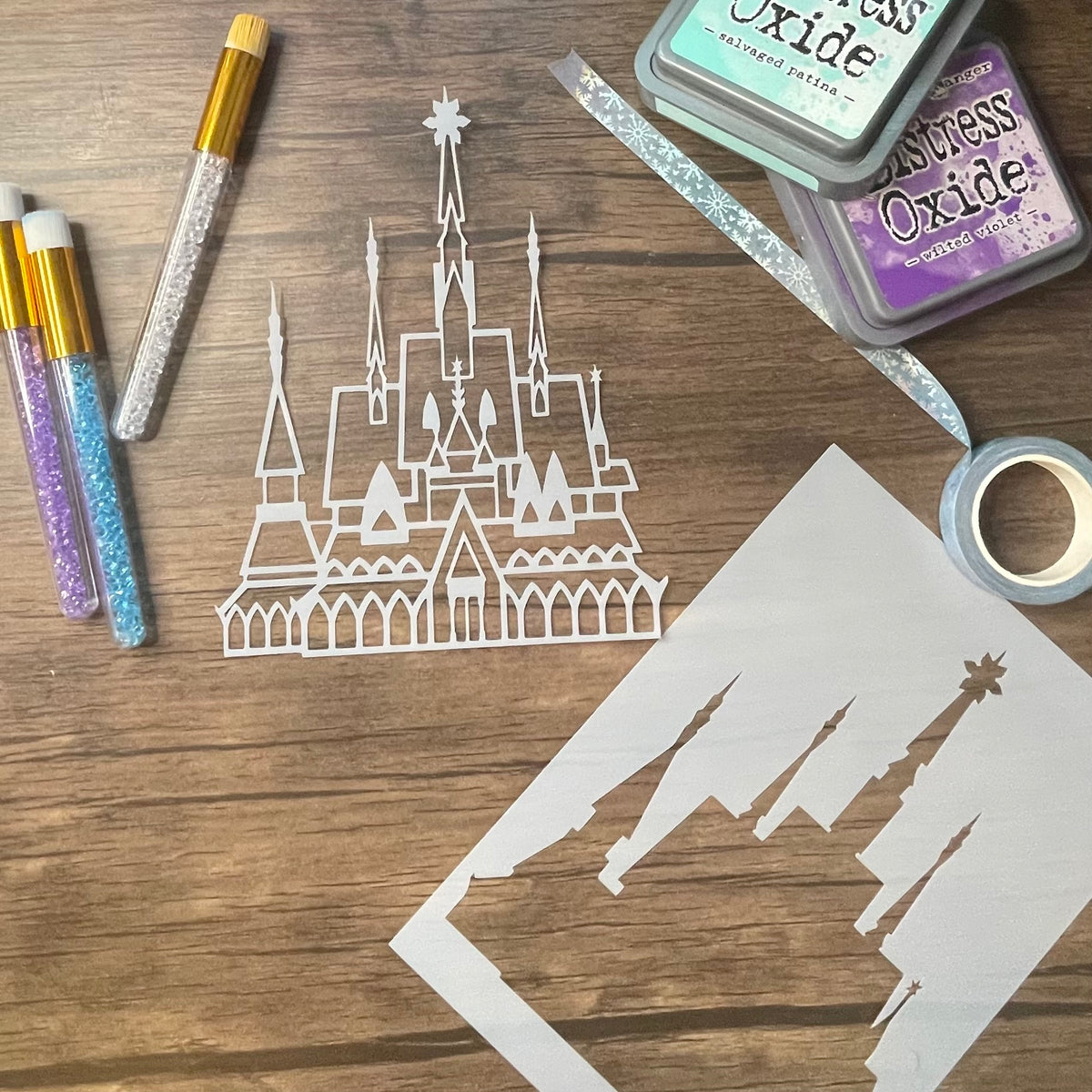 Ice Princess Line Castle Stencil (2 Pieces)