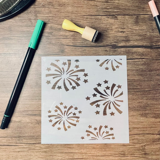 Fireworks Scene Layered Stencil