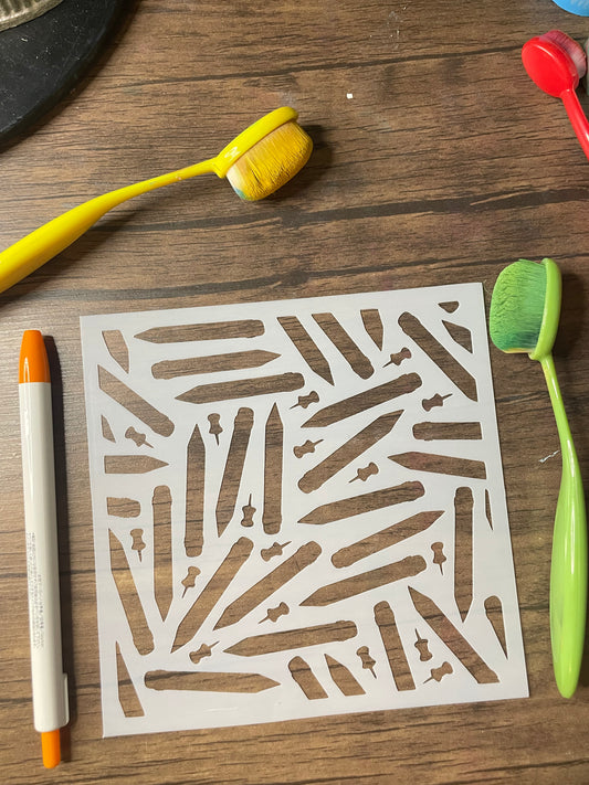Pencils and Push Pins Pattern Stencil