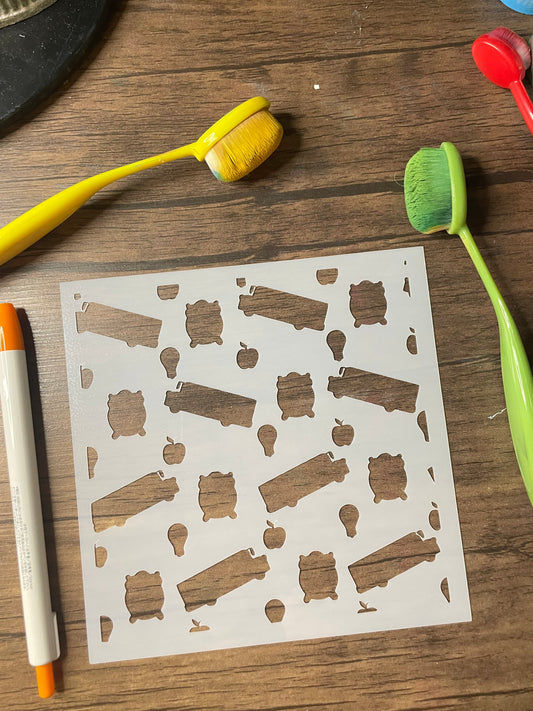 School Morning Stencil