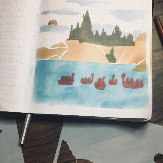 Lake Crossing 4 piece scene maker Stencil /Inking cover  Planner/Bullet Journal/Art Journal/Inking Stencil
