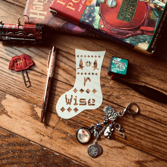 Wizard Stockings (Lg)-Choose your favorite house or all 4!  Planner/Bullet Journal/Art Journal/Inking Stencil/holiday DIY Christmas Cards
