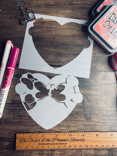 Kissing Mice Stencil Planner/Bullet Journal/Art Journal/Inking Stencil/ bujo planner craft stencil inking card making