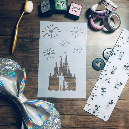 Castle Fireworks Stencil /Inking cover  Planner/Bullet Journal/Art Journal/Inking Stencil