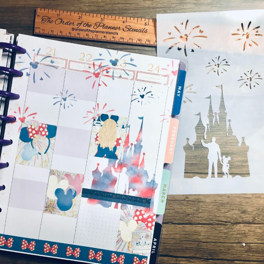 Castle Fireworks Stencil /Inking cover  Planner/Bullet Journal/Art Journal/Inking Stencil