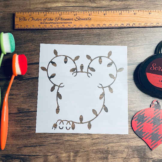 Mouse Lights Wreath Stencil /Inking cover  Planner/Bullet Journal/Art Journal/Inking Stencil