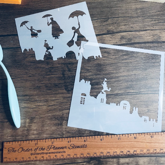 Mary City 2 Piece Stencil /Inking cover  Planner/Bullet Journal/Art Journal/Inking Stencil