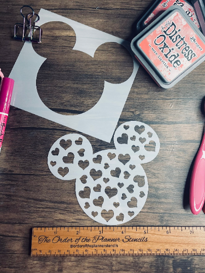 Heart Filled Mouse Stencil Planner/Bullet Journal/Art Journal/Inking Stencil/ bujo planner craft stencil inking card making