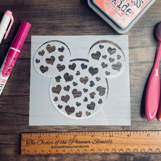 Heart Filled Mouse Stencil Planner/Bullet Journal/Art Journal/Inking Stencil/ bujo planner craft stencil inking card making