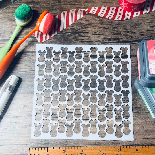 Mouse Snowman Pattern Stencil Planner/Bullet Journal/Art Journal/Inking Stencil/ bujo planner craft stencil inking card making