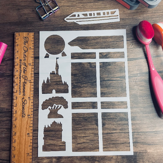 Magical World Icons Layout stencil  Planner/Bullet Journal/Art Journal/Inking Stencil