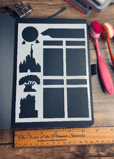 Magical World Icons Layout stencil  Planner/Bullet Journal/Art Journal/Inking Stencil