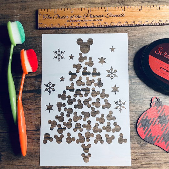Mouse Tree Tracker Stencil /Inking cover  Planner/Bullet Journal/Art Journal/Inking Stencil