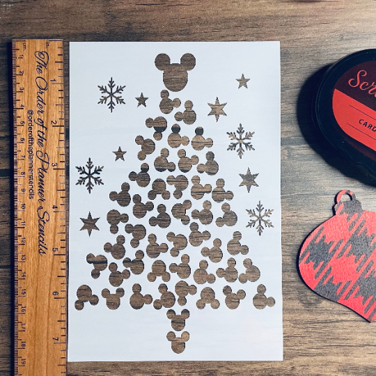Mouse Tree Tracker Stencil /Inking cover  Planner/Bullet Journal/Art Journal/Inking Stencil