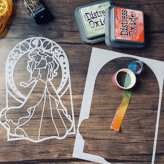 Mermaid Princess Stained Glass 2pc Stencil Planner/Bullet Journal/Art Journal/Inking Stencil/ bujo planner craft stencil inking card making