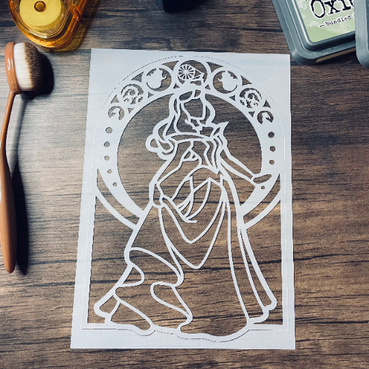 Rose Princess Stained Glass 2pc Stencil Planner/Bullet Journal/Art Journal/Inking Stencil/ bujo planner craft stencil inking card making