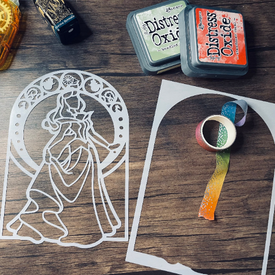 Rose Princess Stained Glass 2pc Stencil Planner/Bullet Journal/Art Journal/Inking Stencil/ bujo planner craft stencil inking card making