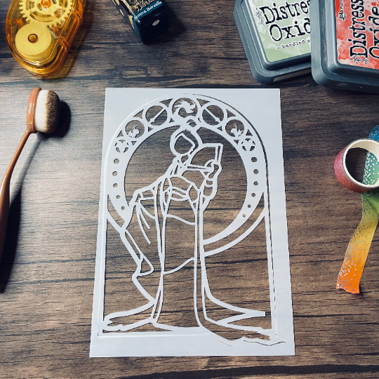 Warrior Princess Stained Glass 2pc Stencil Planner/Bullet Journal/Art Journal/Inking Stencil/ bujo planner craft stencil inking card making