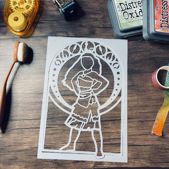 Ocean Princess Stained Glass 2pc Stencil Planner/Bullet Journal/Art Journal/Inking Stencil/ bujo planner craft stencil inking card making