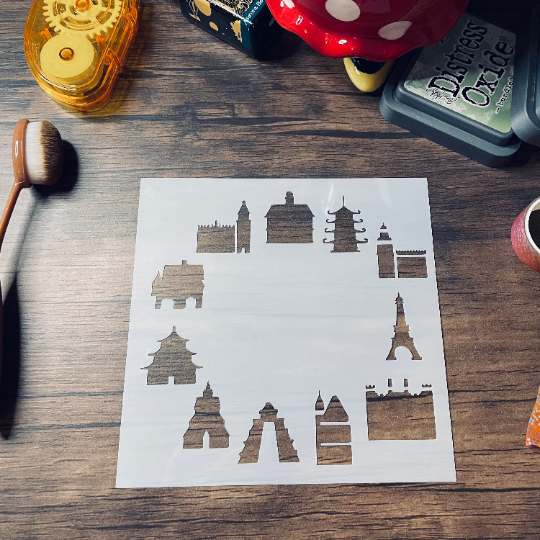 around the world Stencil Planner/Bullet Journal/Art Journal/Inking Stencil/ bujo planner craft stencil inking card making