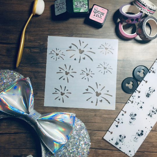 Mouse Fireworks Stencil /Inking cover  Planner/Bullet Journal/Art Journal/Inking Stencil