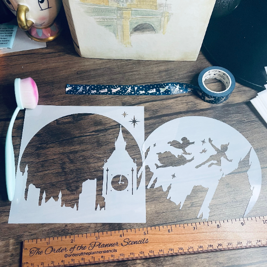 Flying over London 2 piece Stencil /Inking cover  Planner/Bullet Journal/Art Journal/Inking Stencil