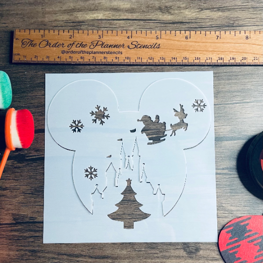 Santa Mouse 2 Piece Stencil /Inking cover  Planner/Bullet Journal/Art Journal/Inking Stencil
