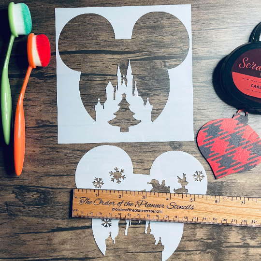 Santa Mouse 2 Piece Stencil /Inking cover  Planner/Bullet Journal/Art Journal/Inking Stencil