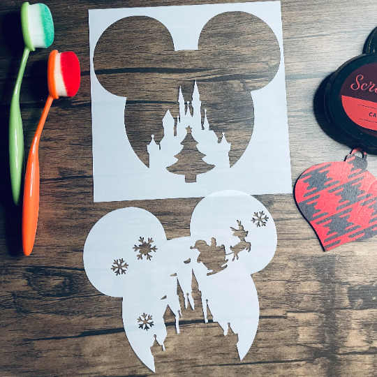 Santa Mouse 2 Piece Stencil /Inking cover  Planner/Bullet Journal/Art Journal/Inking Stencil