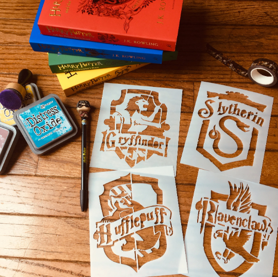 House Crest Stencil-4 variations-Planner Stencil, Art Journal Stencil, Cookie Stencil