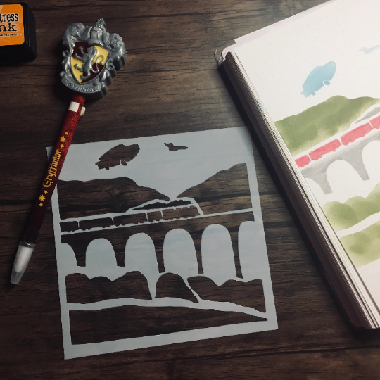 Train Ride Stencil /Inking cover  Planner/Bullet Journal/Art Journal/Inking Stencil