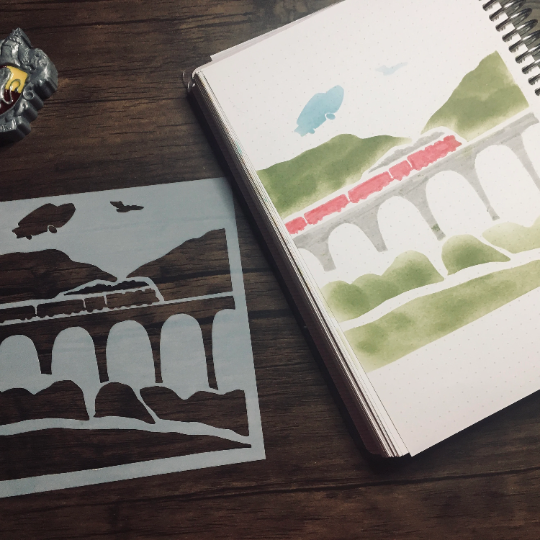 Train Ride Stencil /Inking cover  Planner/Bullet Journal/Art Journal/Inking Stencil