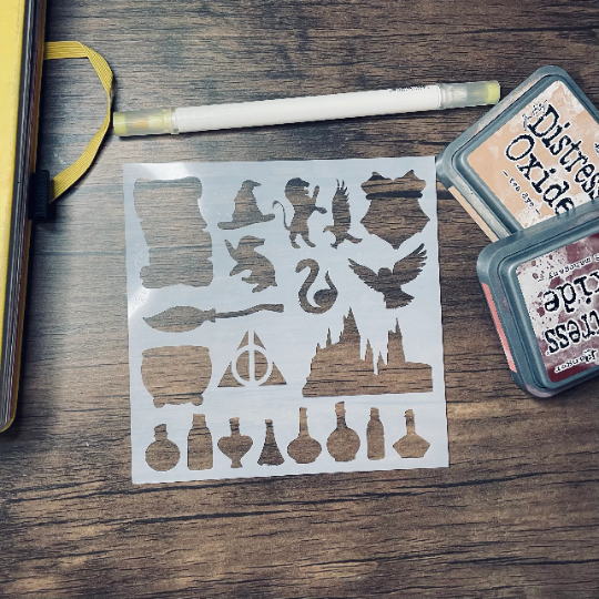 Magical School Icons Stencil-Bullet Journal, Planner, Inking, Art Journal, Cookie Stencil