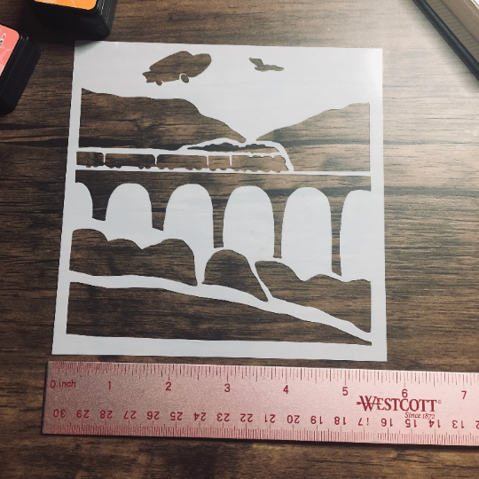 Train Ride Stencil /Inking cover  Planner/Bullet Journal/Art Journal/Inking Stencil