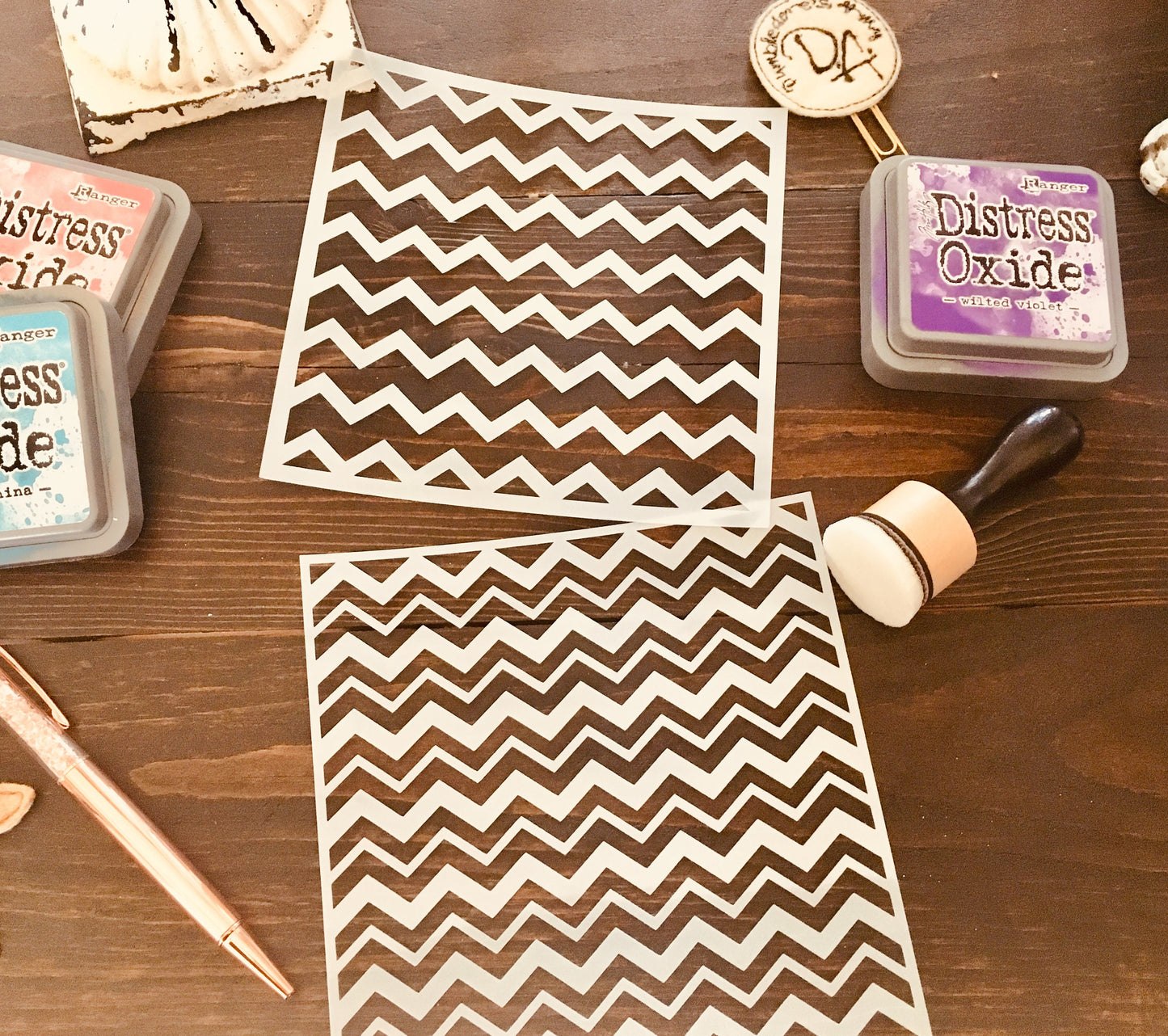 Double Zig Zags Stencil-Journaling Basics-planner stencil, cookie Stencil  (in 2 sizes!) Distress Inking pattern, Dragon Scales, Dragon egg