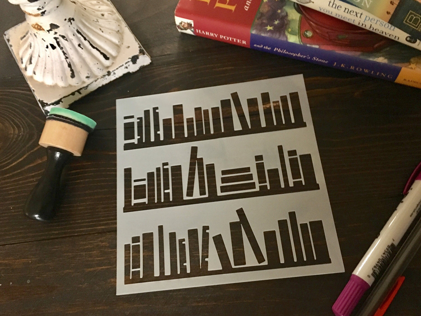 Bookshelf  Stencil-Art Journal, Planner Stencil