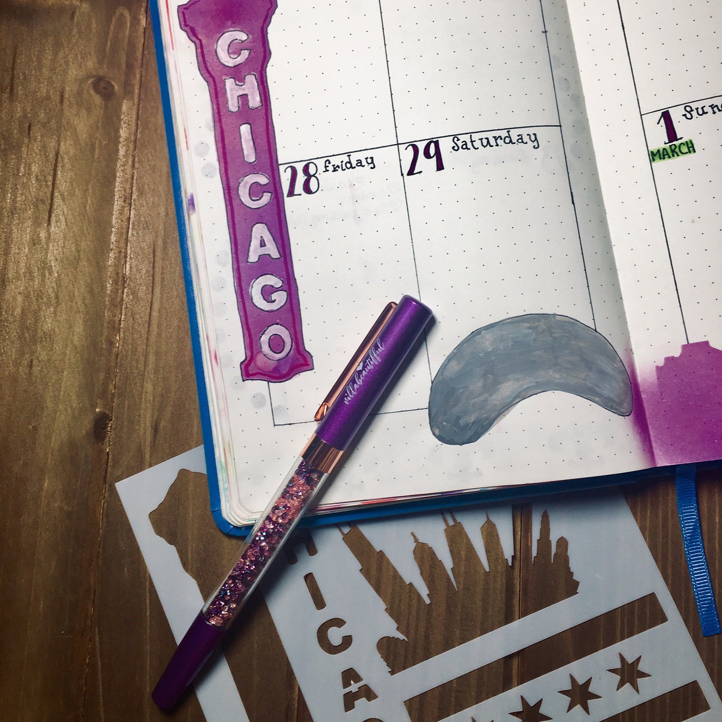 Chicago 2 stencil /Inking cover  Planner/Bullet Journal/Art Journal/Inking Stencil