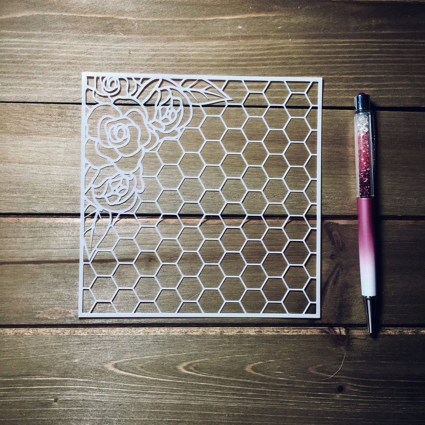 Rose & hexagon stencil /Inking cover  Planner/Bullet Journal/Art Journal/Inking Stencil