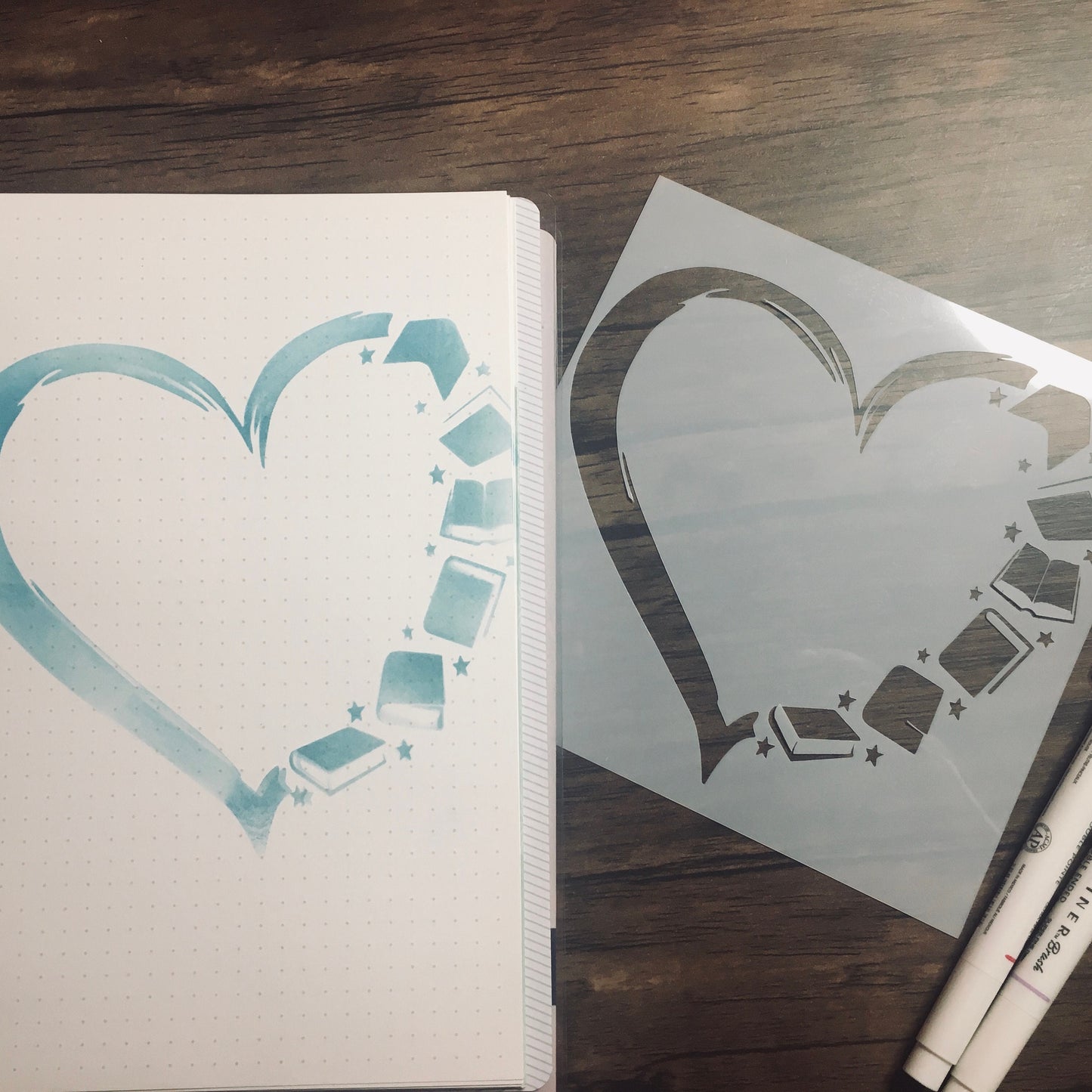 Book Love Stencil /Inking cover  Planner/Bullet Journal/Art Journal/Inking Stencil Reading