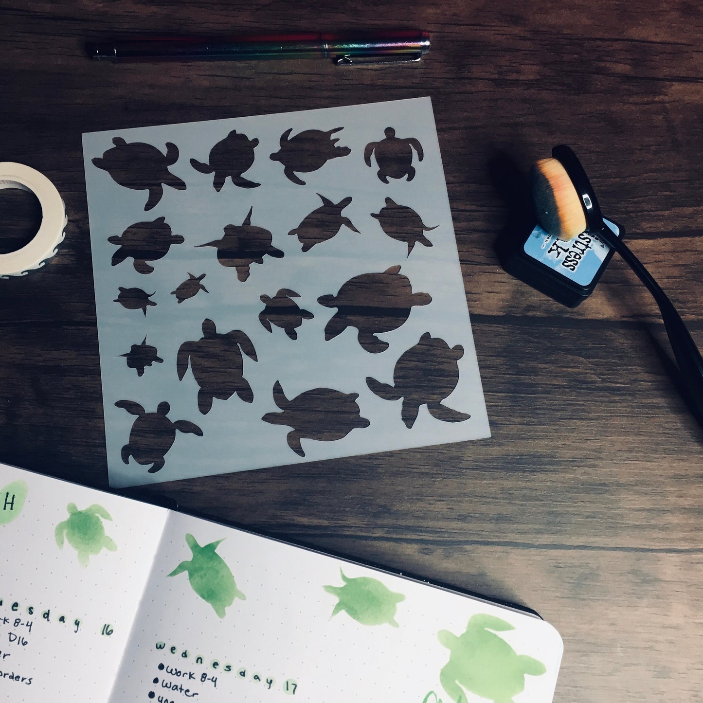 Turtle Variety Stencil /Inking cover  Planner/Bullet Journal/Art Journal/Inking Stencil Ocean