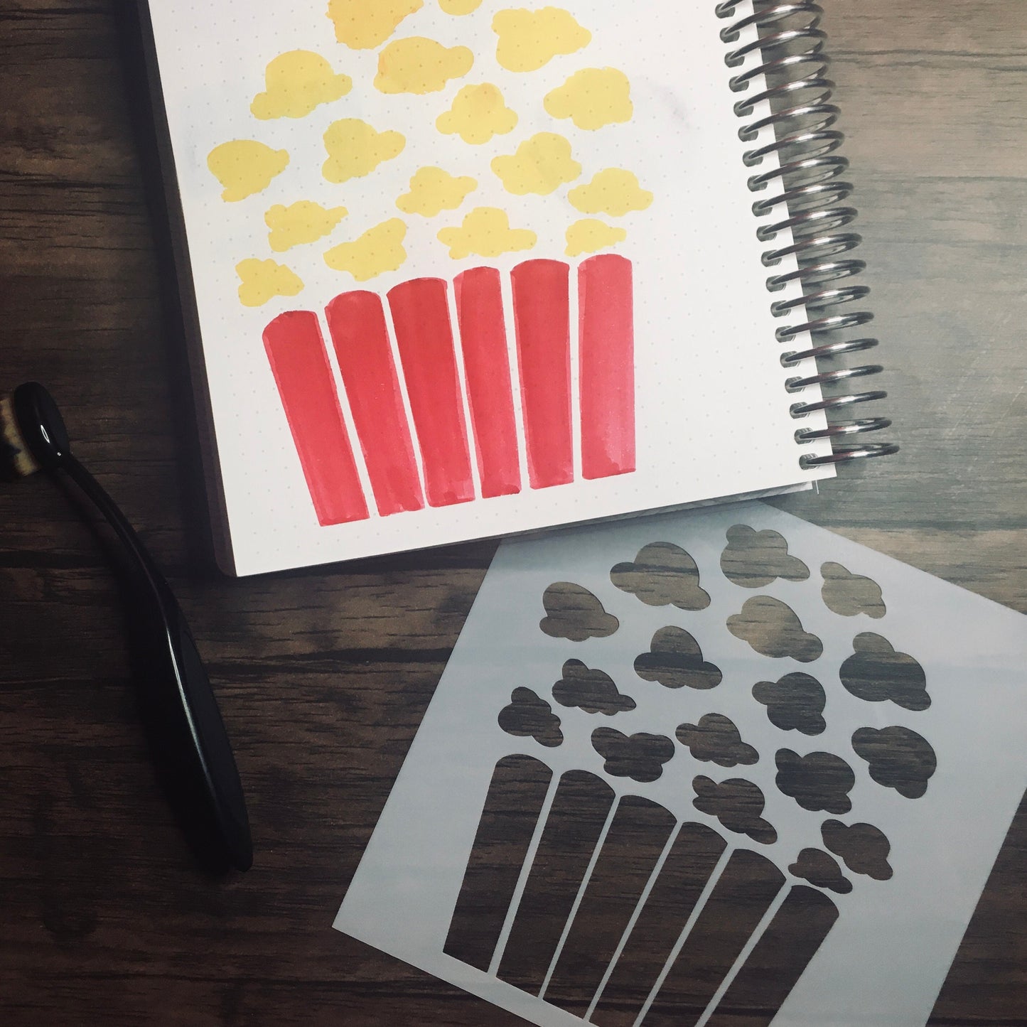 Popcorn Bucket Stencil /Inking cover  Planner/Bullet Journal/Art Journal/Inking Stencil