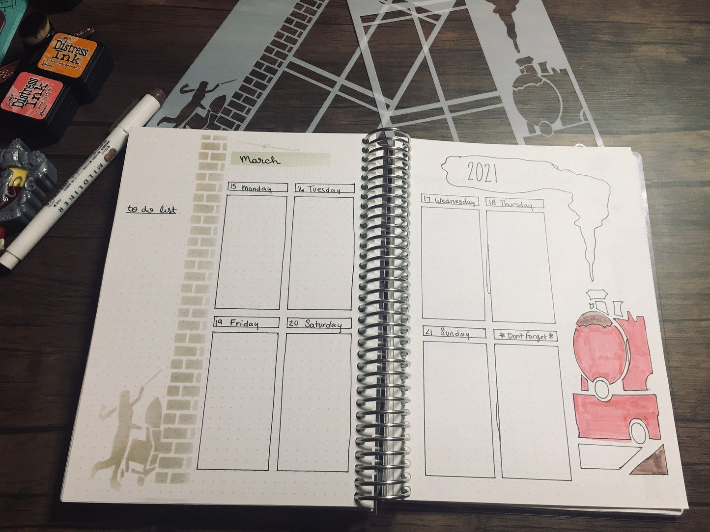 Train Layout Stencil /Inking cover  Planner/Bullet Journal/Art Journal/Inking Stencil